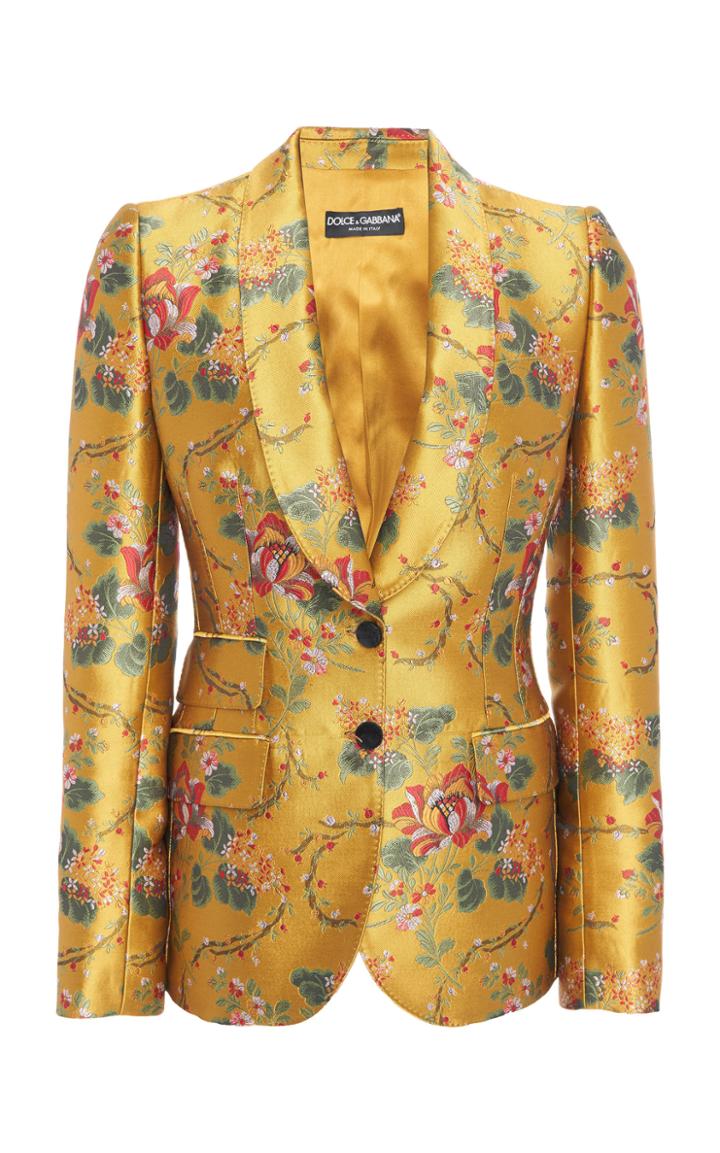 Dolce & Gabbana Floral-print Satin-jacquard Blazer
