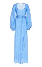 Rebecca De Ravenel Bias Belted Silk-jacquard Maxi Dress Size: Xs