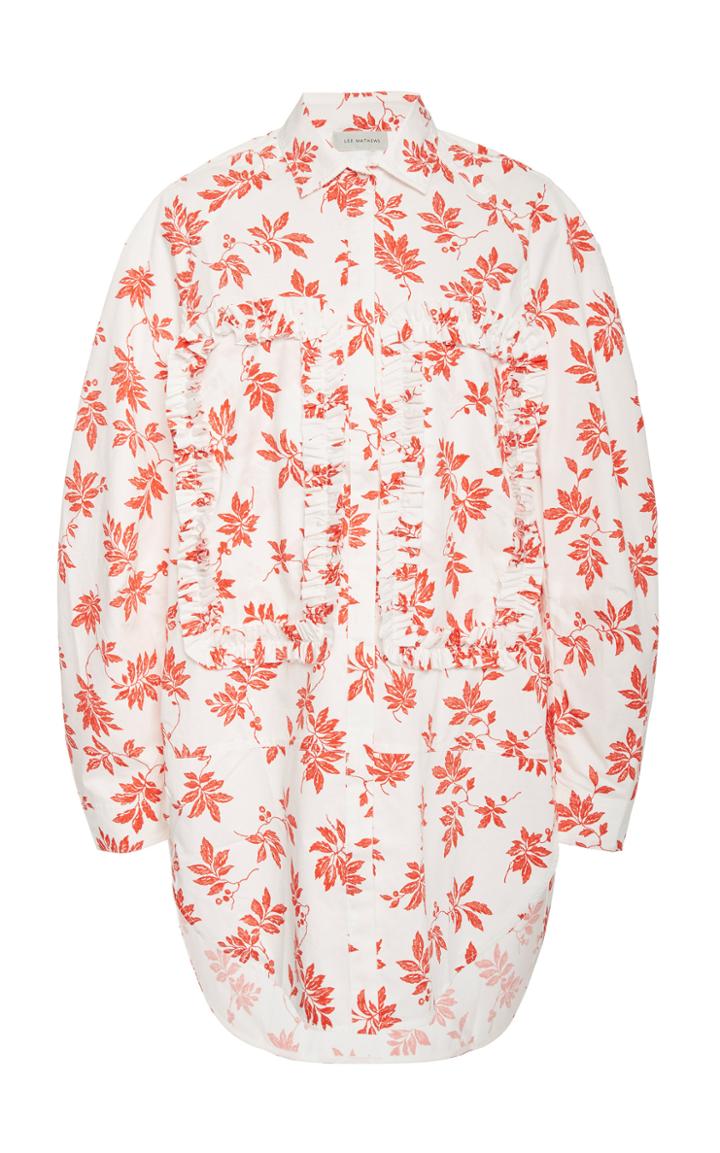Lee Mathews Lulu Ruffled Printed Cotton-poplin Shirt