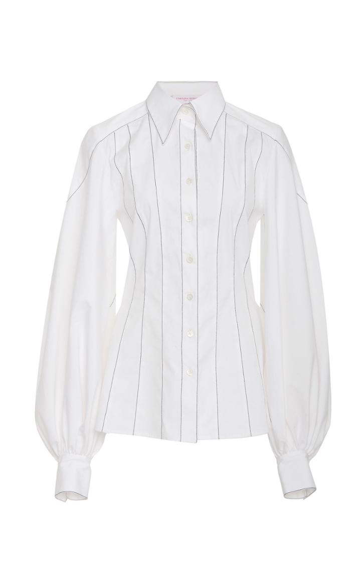 Carolina Herrera Pinstriped Cotton-blend Top