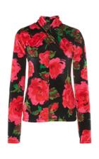 Moda Operandi Richard Quinn Floral-print Satin Turtleneck Top Size: 6