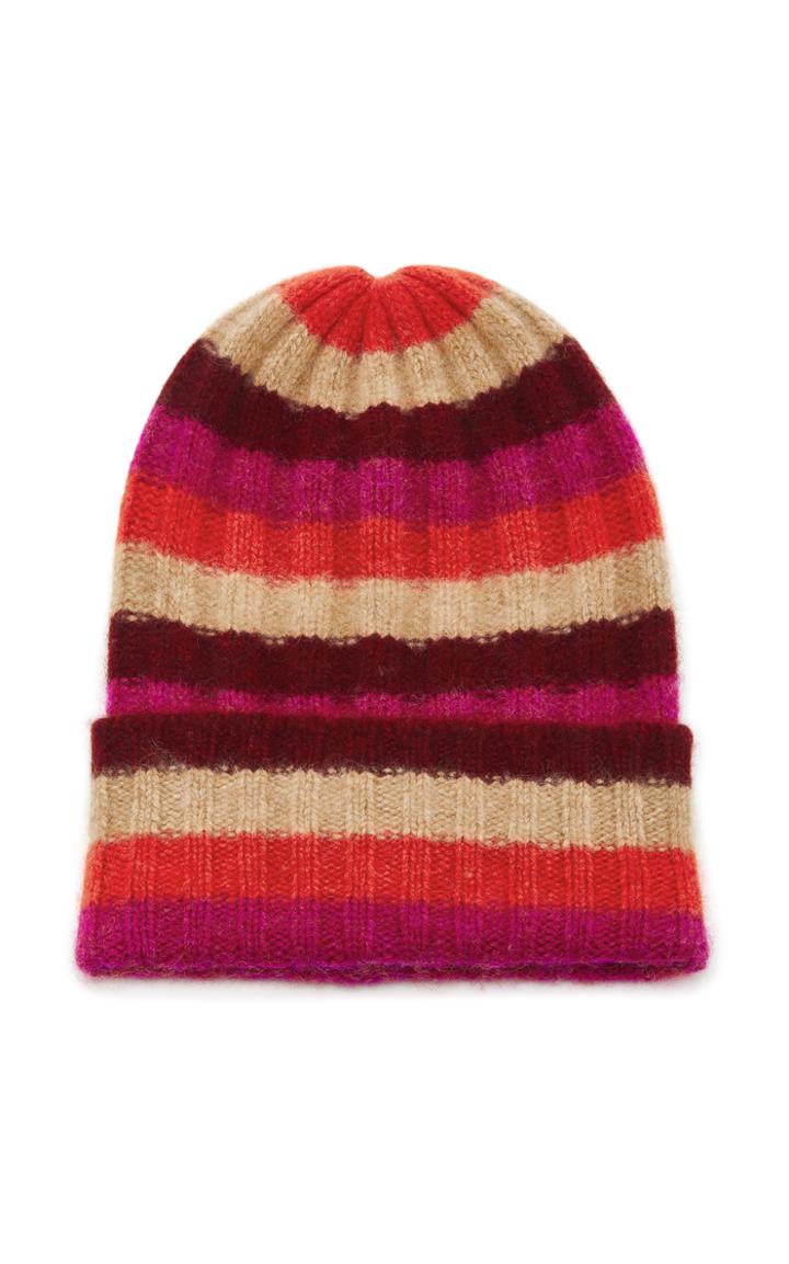 The Elder Statesman Bunny Echo Striped Cashmere Beanie