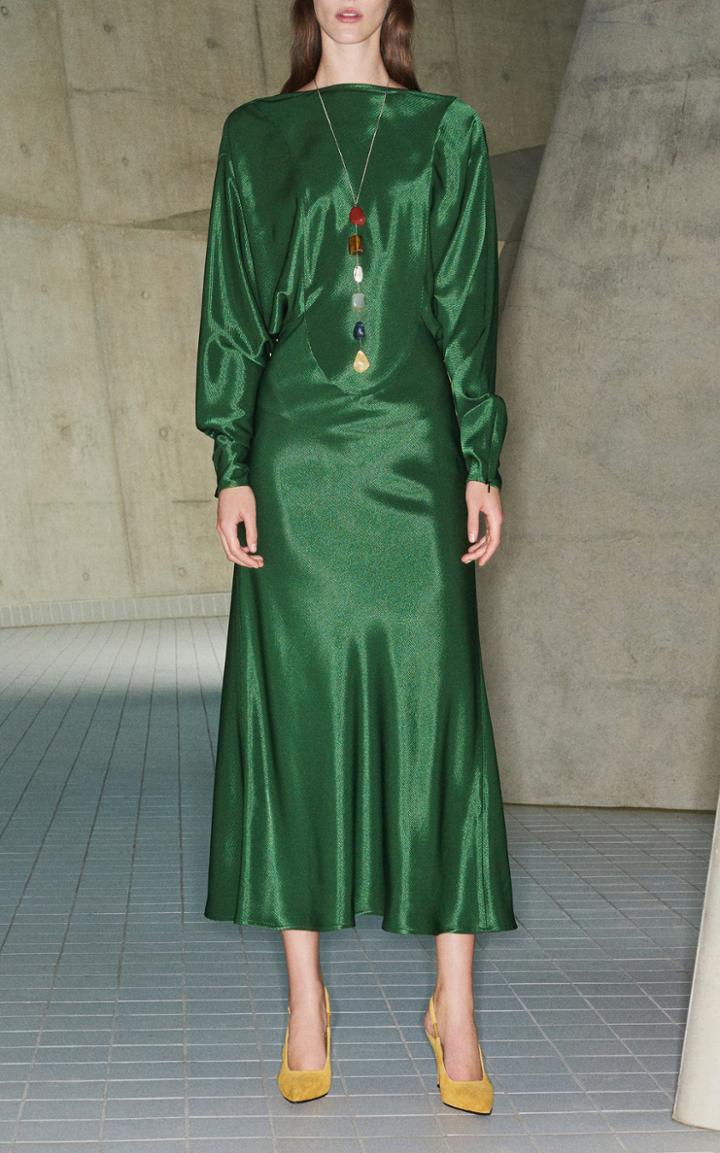 Victoria Beckham Open Back Drape Sleeve Dress