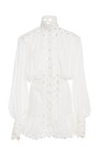 Zimmermann Ninety-six Wave Blouson Sleeve Broadcloth Mini Dress
