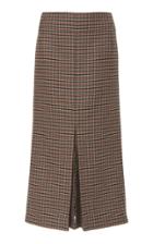 Victoria Beckham Box Pleat Plaid Tweed Wool Skirt
