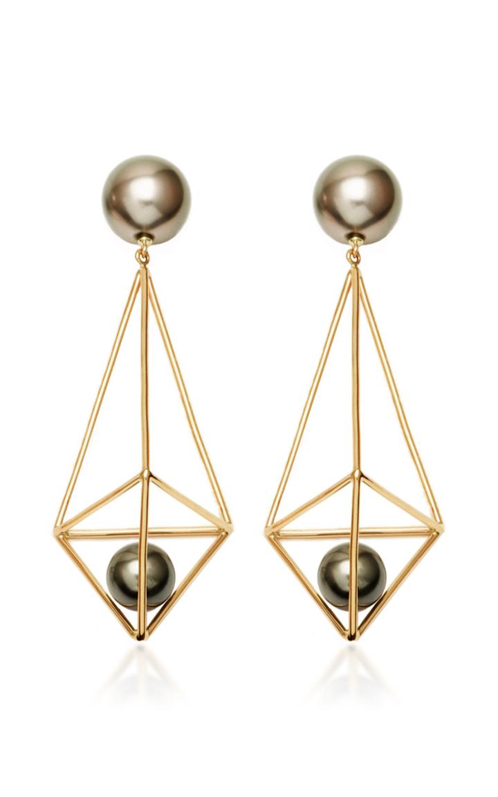 Rush Jewelry Design Terrarium 18k Yellow Gold Pearl Earrings