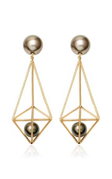 Rush Jewelry Design Terrarium 18k Yellow Gold Pearl Earrings