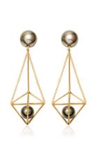 Rush Jewelry Design Terrarium 18k Yellow Gold Pearl Earrings