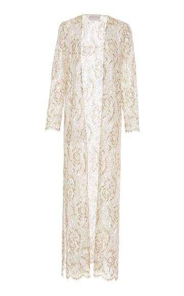 Marie France Van Damme Metallic Lace Cardigan