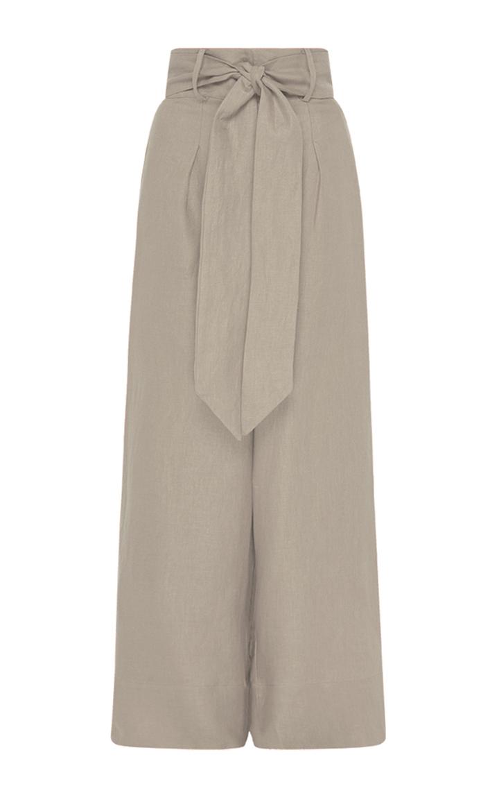 Bondi Born Fancy Belted Linen Wide-leg Pants