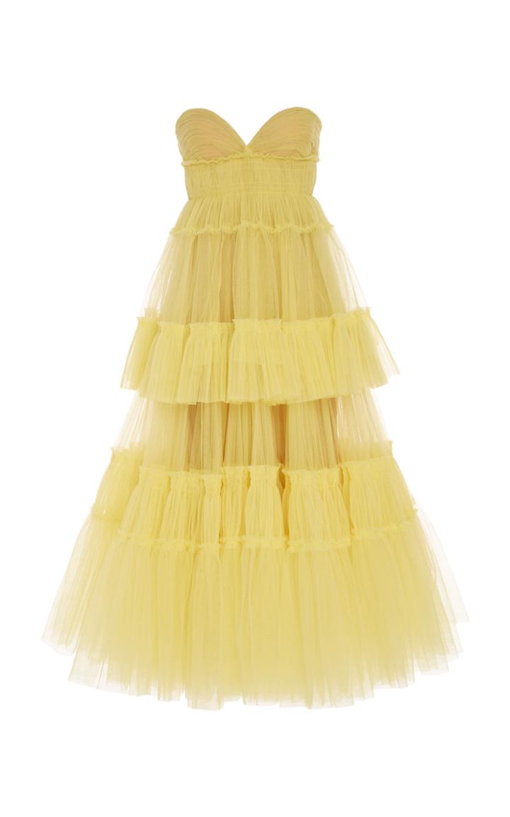 J. Mendel Strapless Tiered Tulle Cocktail Dress