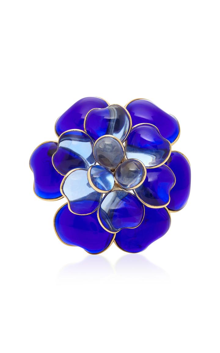 Gripoix Vintage Flower 24k Gold-plated Brass And Glass Brooch