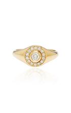 Zoe Chicco 14k Round And Pave Diamond Signet Ring