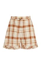Moda Operandi Rejina Pyo Oscar Plaid Cotton-linen Cuffed Shorts Size: 8
