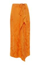 The Attico Tie-detailed Draped Satin-jacquard Midi Skirt