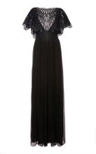 Moda Operandi Alberta Ferretti Chiffon V-neck S/s Gown With Embroidered Detail Size: