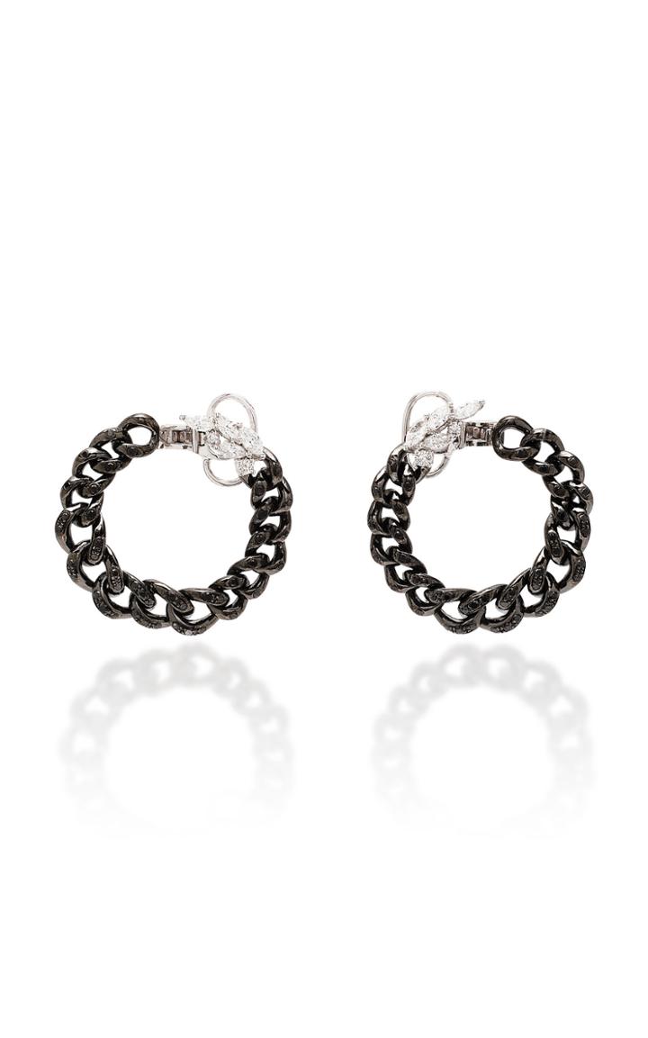 Yeprem Black Strada Chain And Diamond Coil Earrings