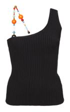 Emilio Pucci One Shoulder Ribbed Knit Beaded Top