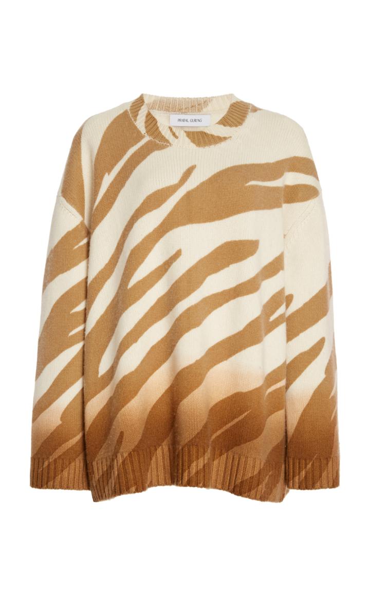 Prabal Gurung Printed Crewneck Cashmere Pullover