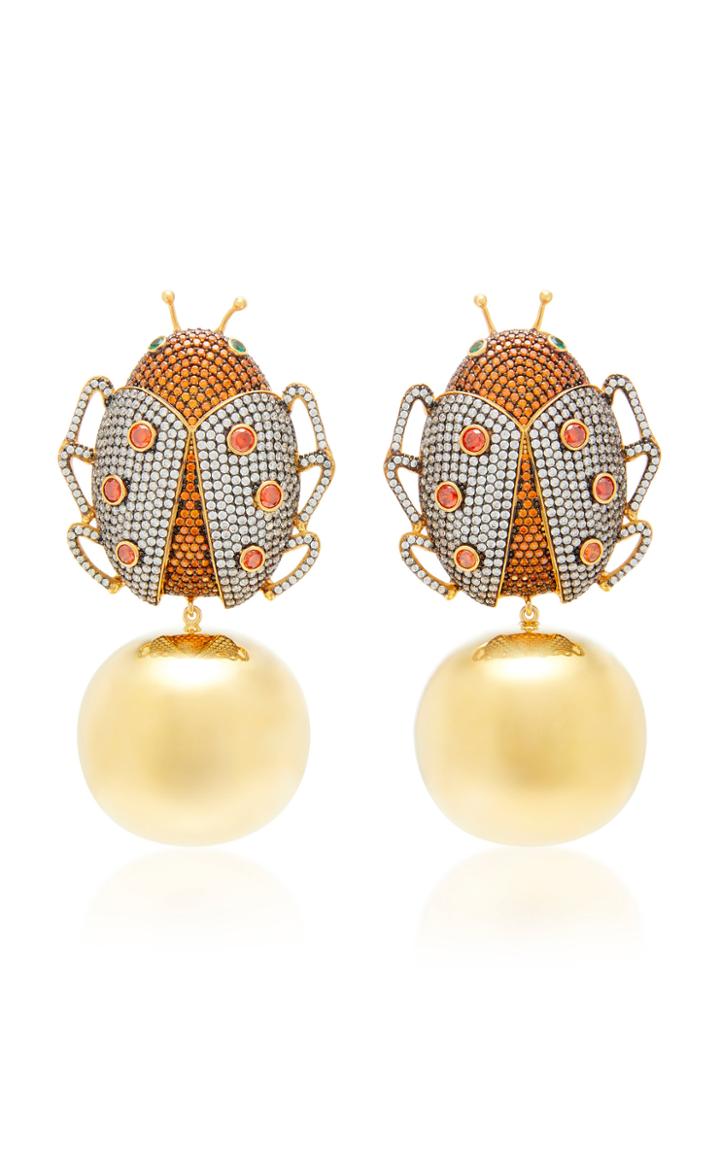 Begum Khan Lady Beetle Party 24k Gold-plated Crystal Earrings