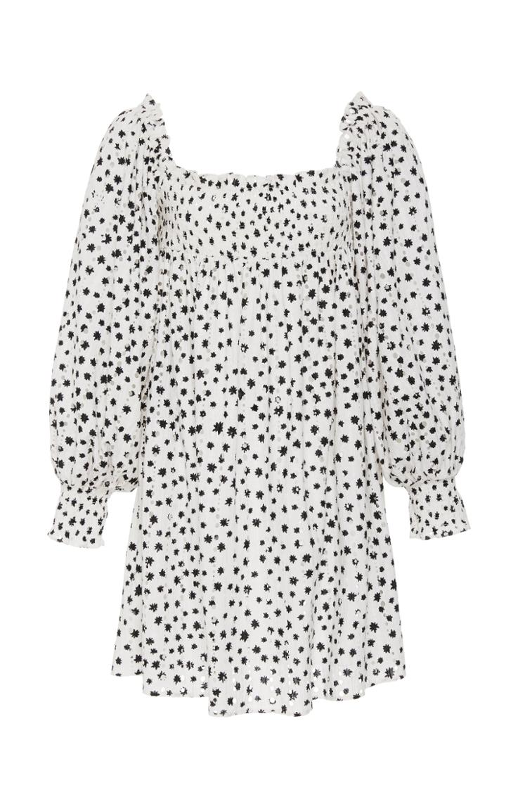 Rixo Bethany Printed Smocked Mini Dress