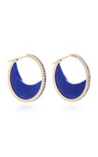 Noor Fares Chandra Crescent Earrings In Yellow Gold With Lapis Lazuli Crescents & Diamonds