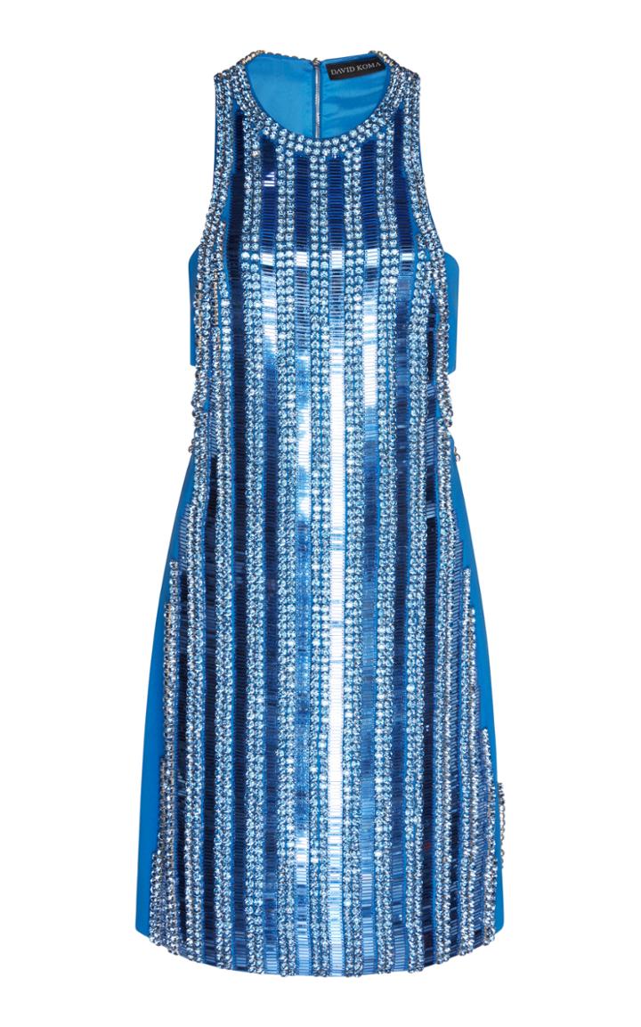 David Koma Embroidered Stripe Mini Dress