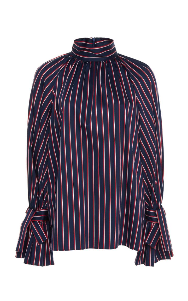 Stella Jean High Neck Cotton Striped Blouse