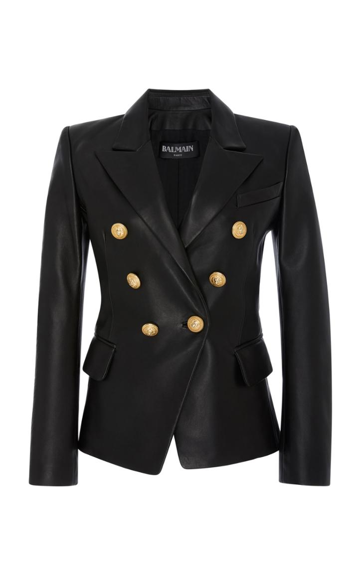 Balmain Tailored Double-breasted Leather Blazer