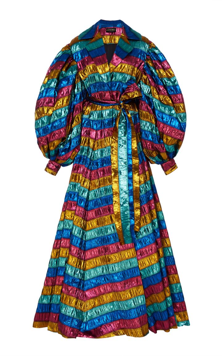 Moda Operandi Christian Siriano Puffed Sleeve Lam Dress Size: 0