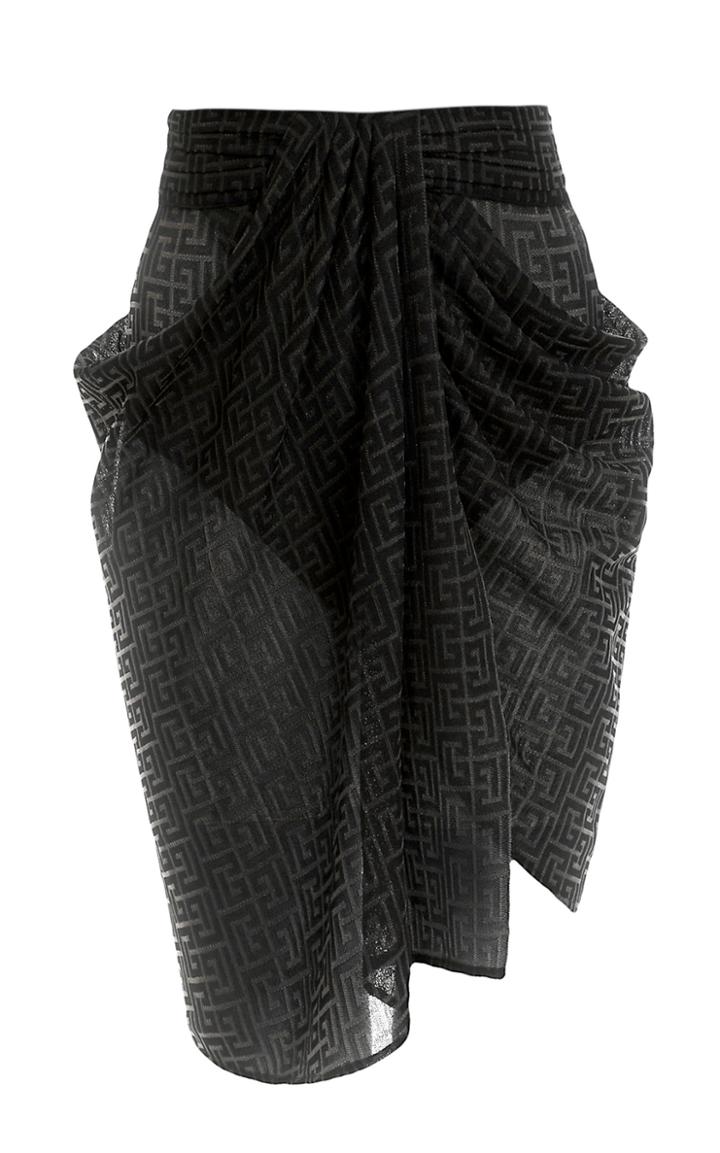 Moda Operandi Balmain Monogrammed Jacquard Skirt
