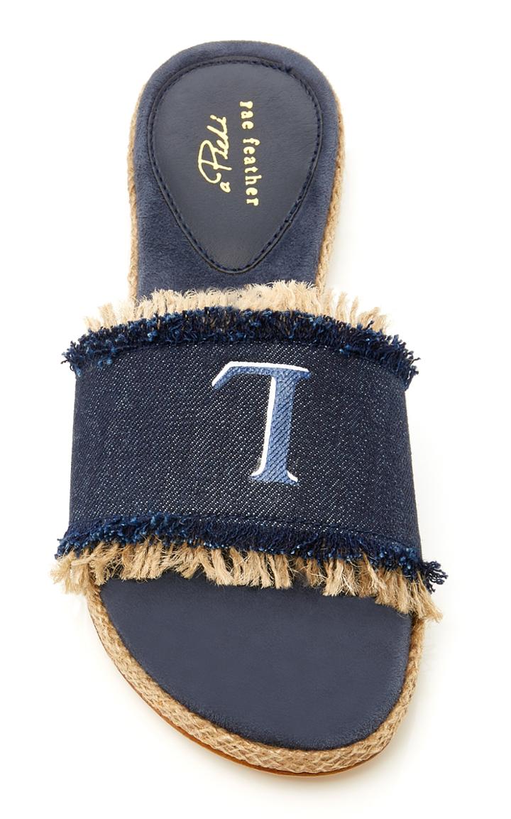 Rae Feather M'onogram Fray Denim Slide