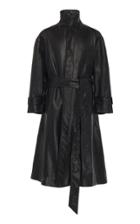 Ami Leather Belted Coat