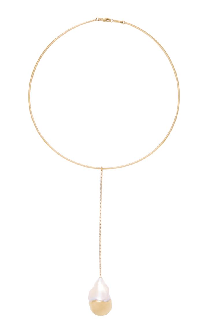 Mizuki One-of-a-kind Fluid Pearl Drop Collar Necklace