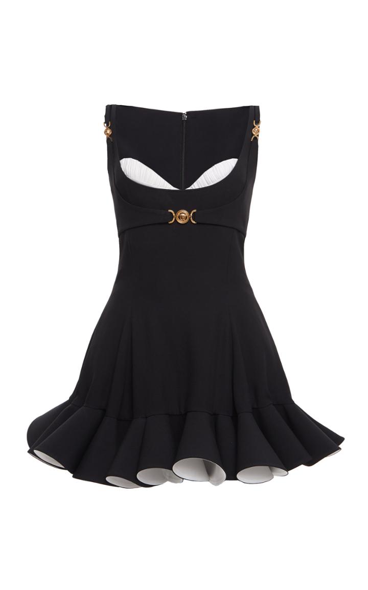 Moda Operandi Versace Logo-embellished Crepe Mini Dress