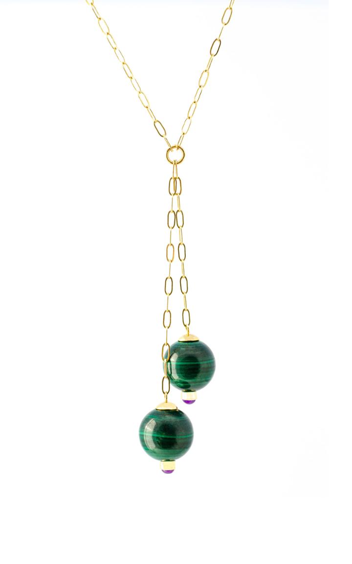 Haute Victoire 18k Gold, Malachite And Amethyst Necklace