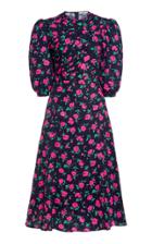 Moda Operandi Alessandra Rich Floral Silk Dress With Pleated Top