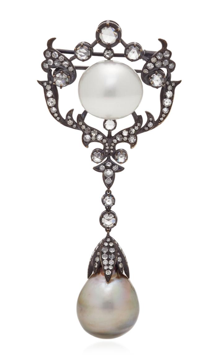 Lauren X Khoo 18k Gold Pearl And Diamond Brooch