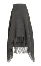 Paco Rabanne Fringed Ribbed Wool-blend Midi Skirt