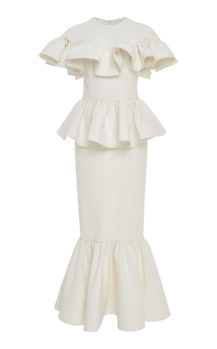 Christian Siriano Crepe Flounce Gown