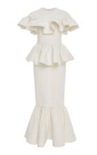 Christian Siriano Crepe Flounce Gown