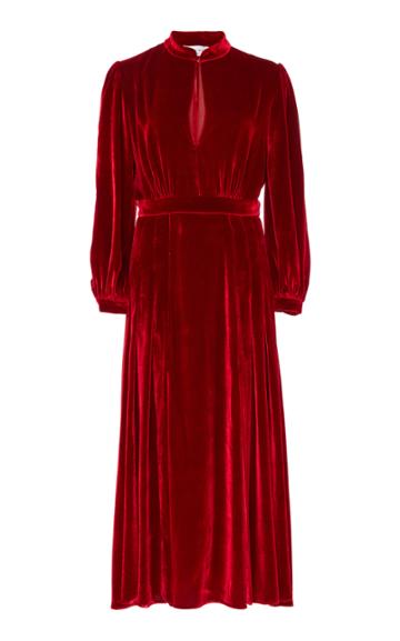 Raquel Diniz Armonia Red Velvet Midi Dress