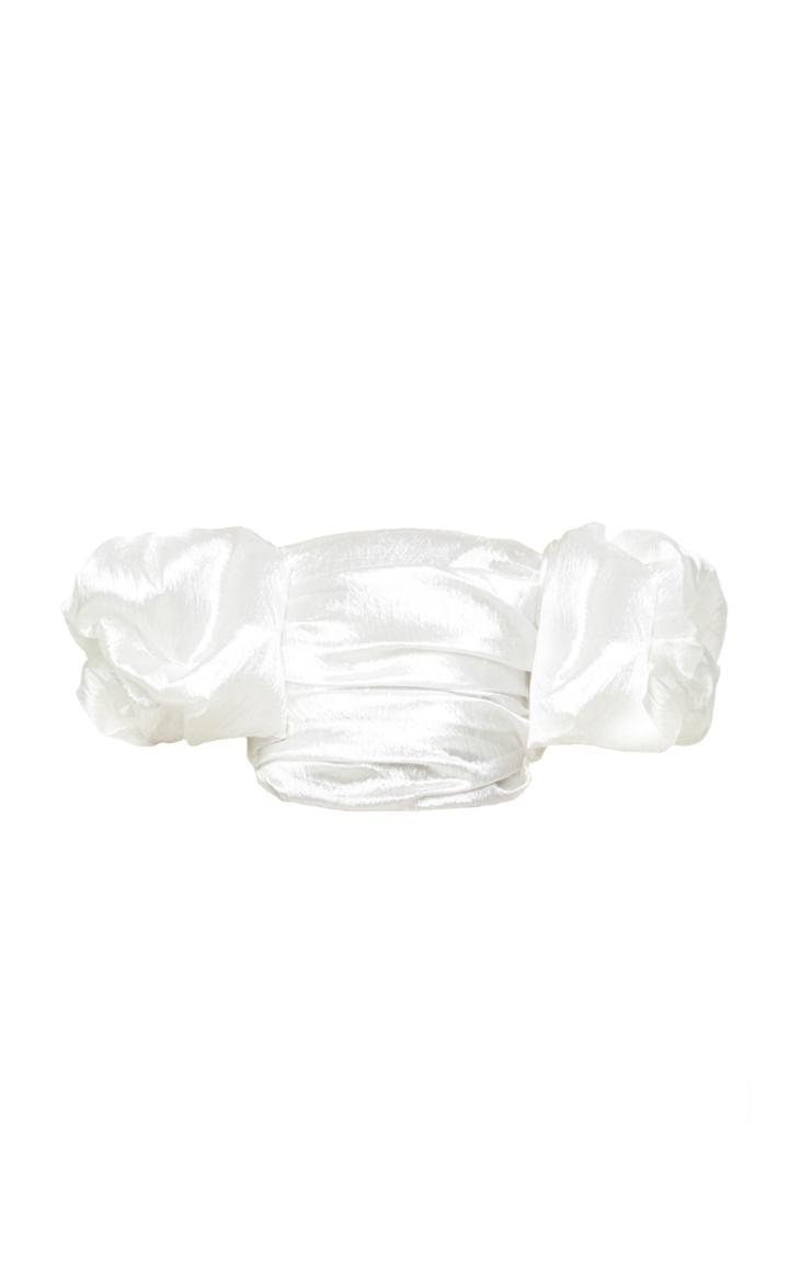 Moda Operandi Mach & Mach Silk Off-the-shoulder Crop Top
