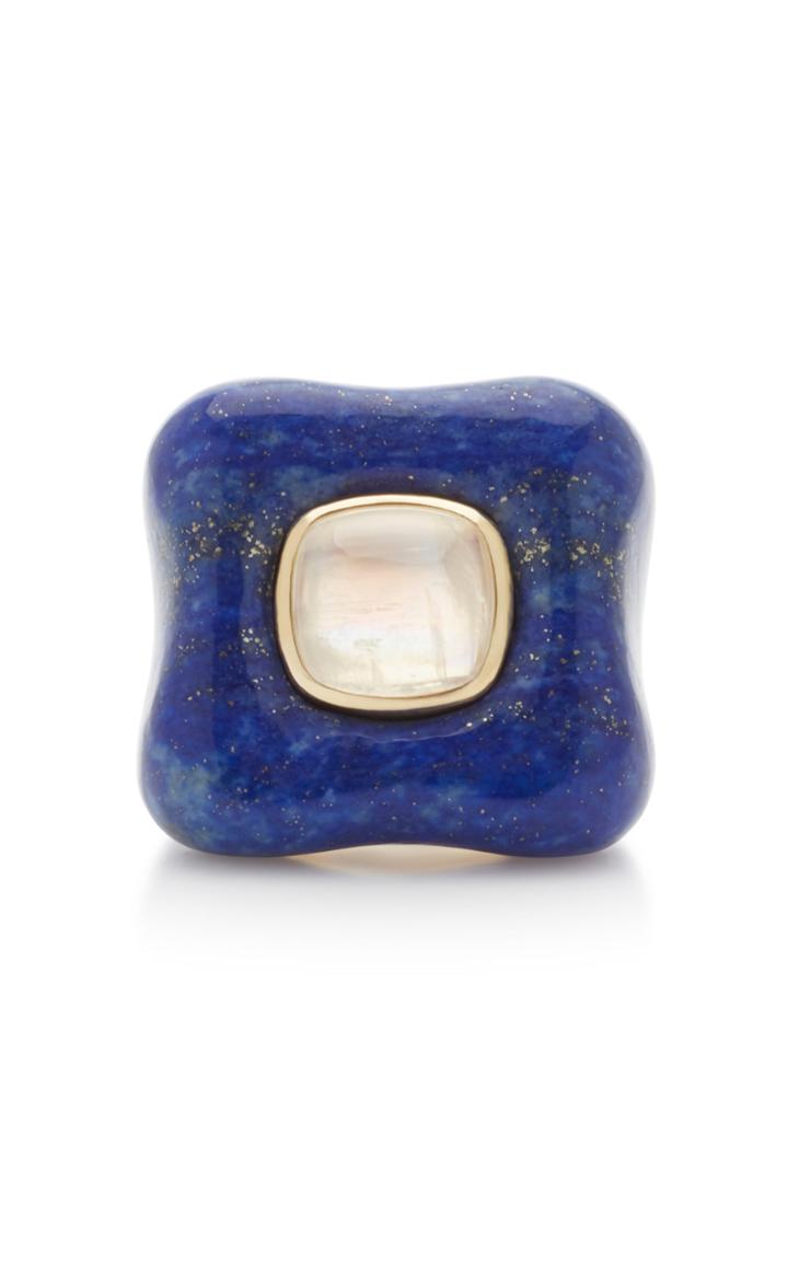 Rush Jewelry Design 18k Yellow Gold And Lapis Draper Ring