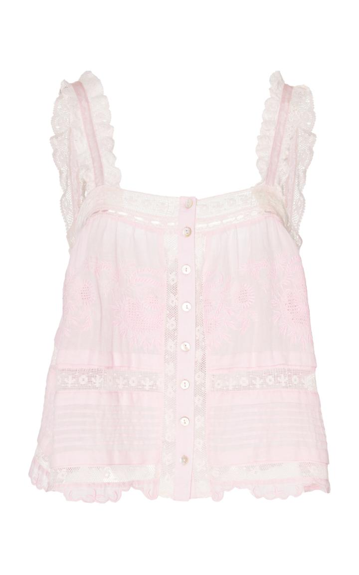 Moda Operandi Loveshackfancy Sully Cotton Tank Tie Top Size: Xs