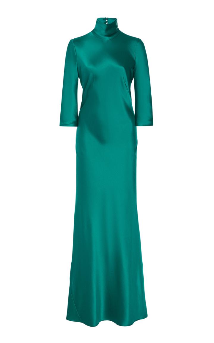 Galvan Margot Silk-satin Turtleneck Gown