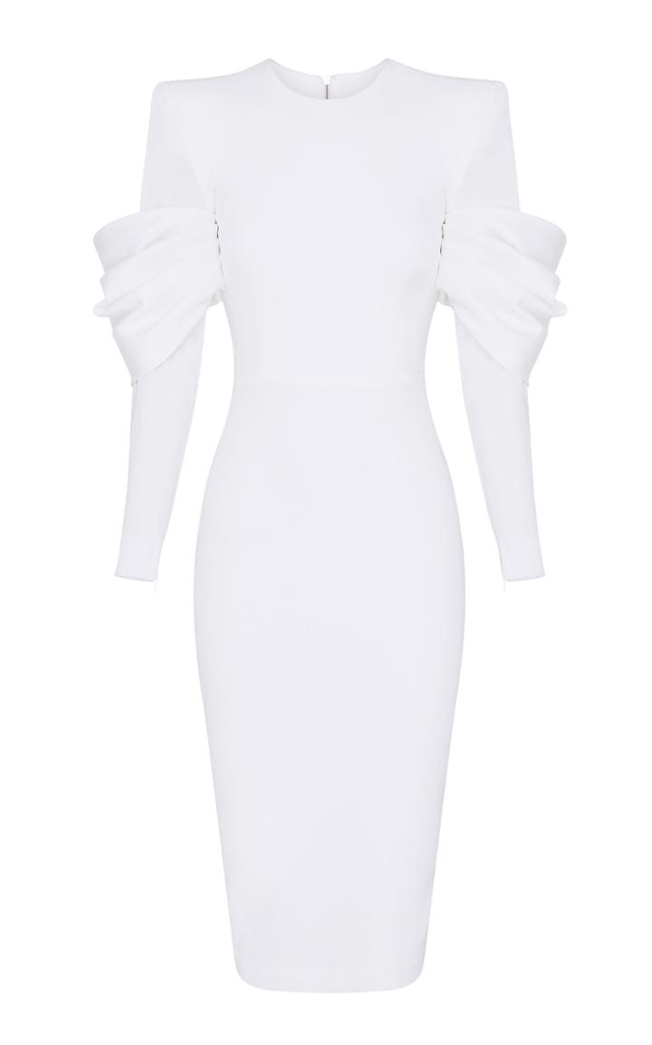 Alex Perry Darcy Draped Long Sleeve Crepe Dress