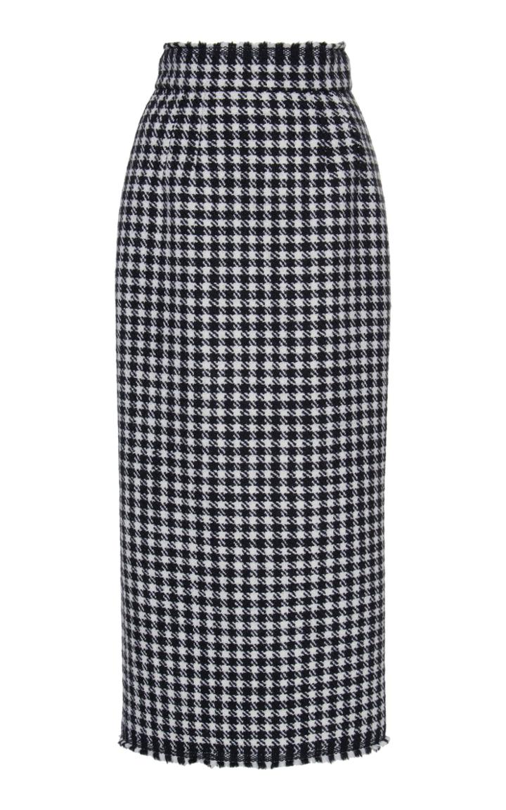 Dolce & Gabbana Houndstooth Wool Midi Skirt