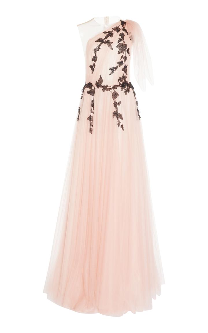Costarellos Illusion One Shoulder Tulle Ball Gown