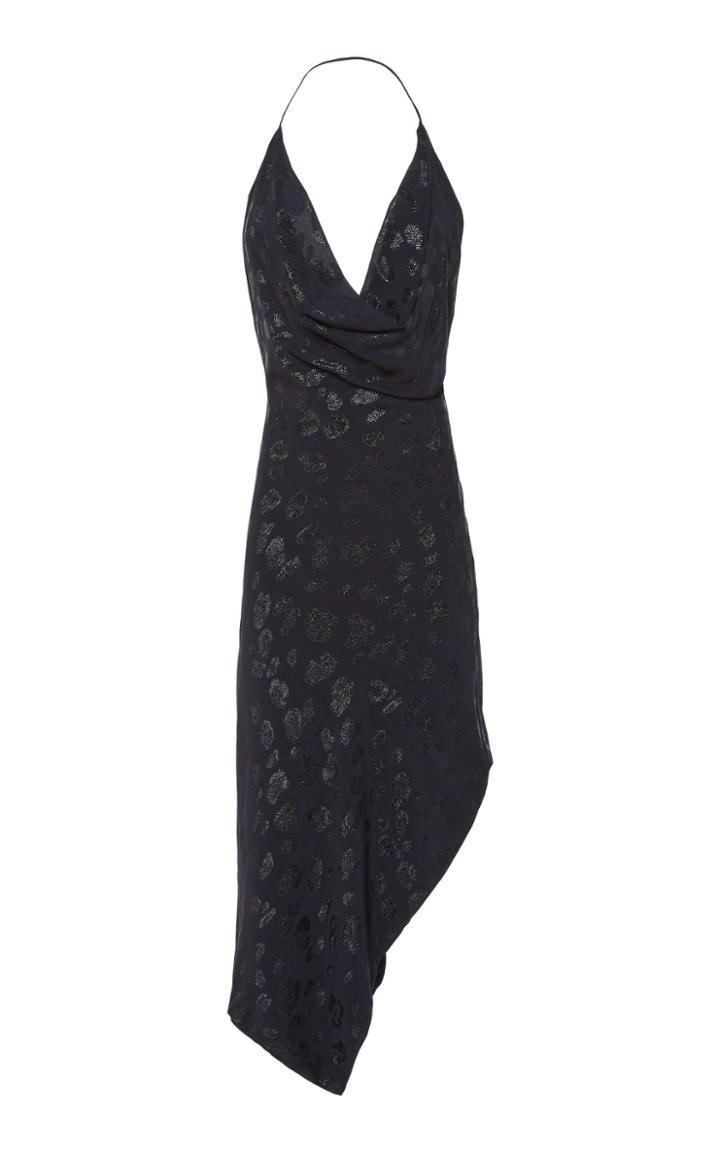 Cushnie Halter Cowl Neck Jacquard Dress